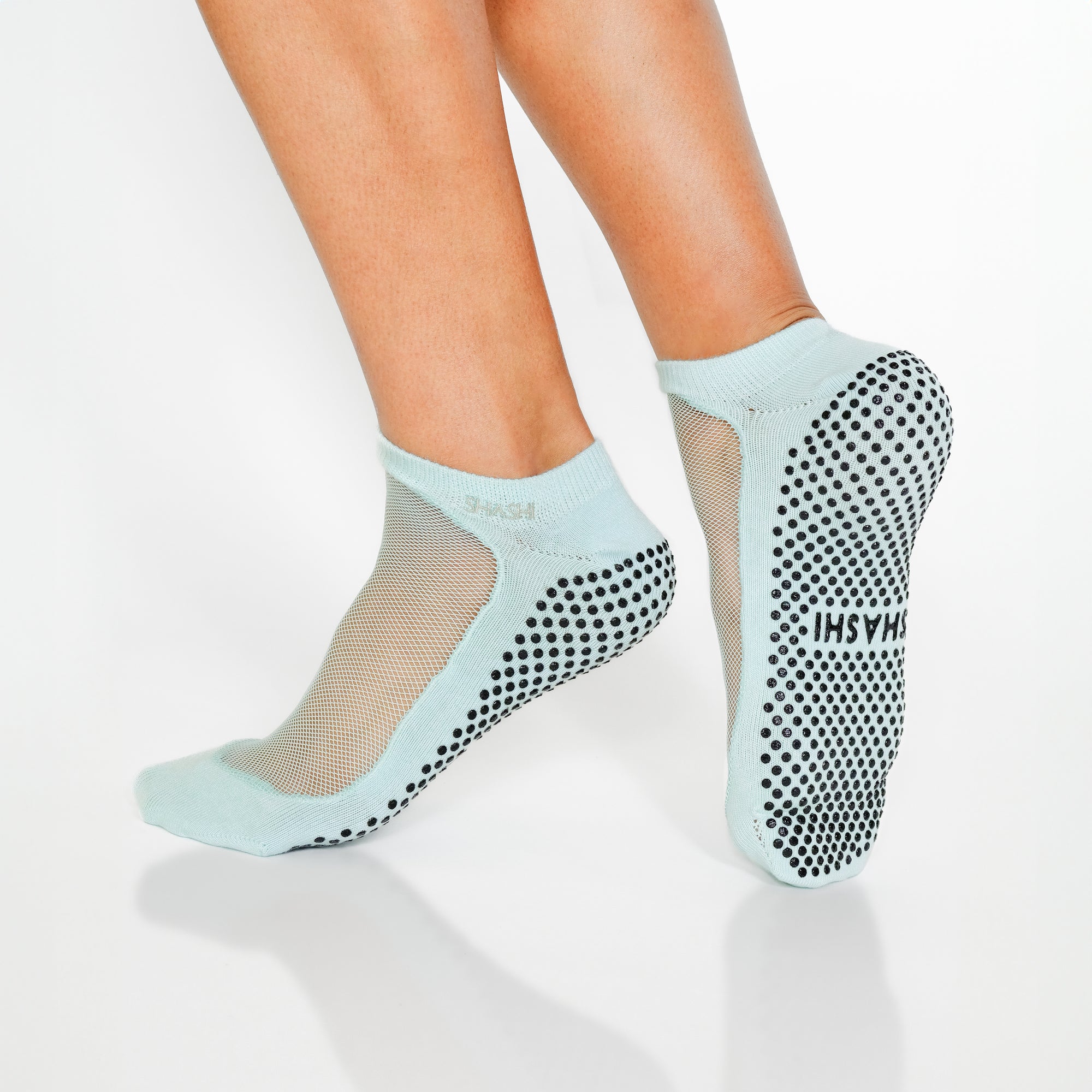 SHASHI Sweet Mary Jane Grip Socks for Women — Non Slip Socks w/Cut Out-Top  — Pilates Socks with Grips for Barre, Yoga & More