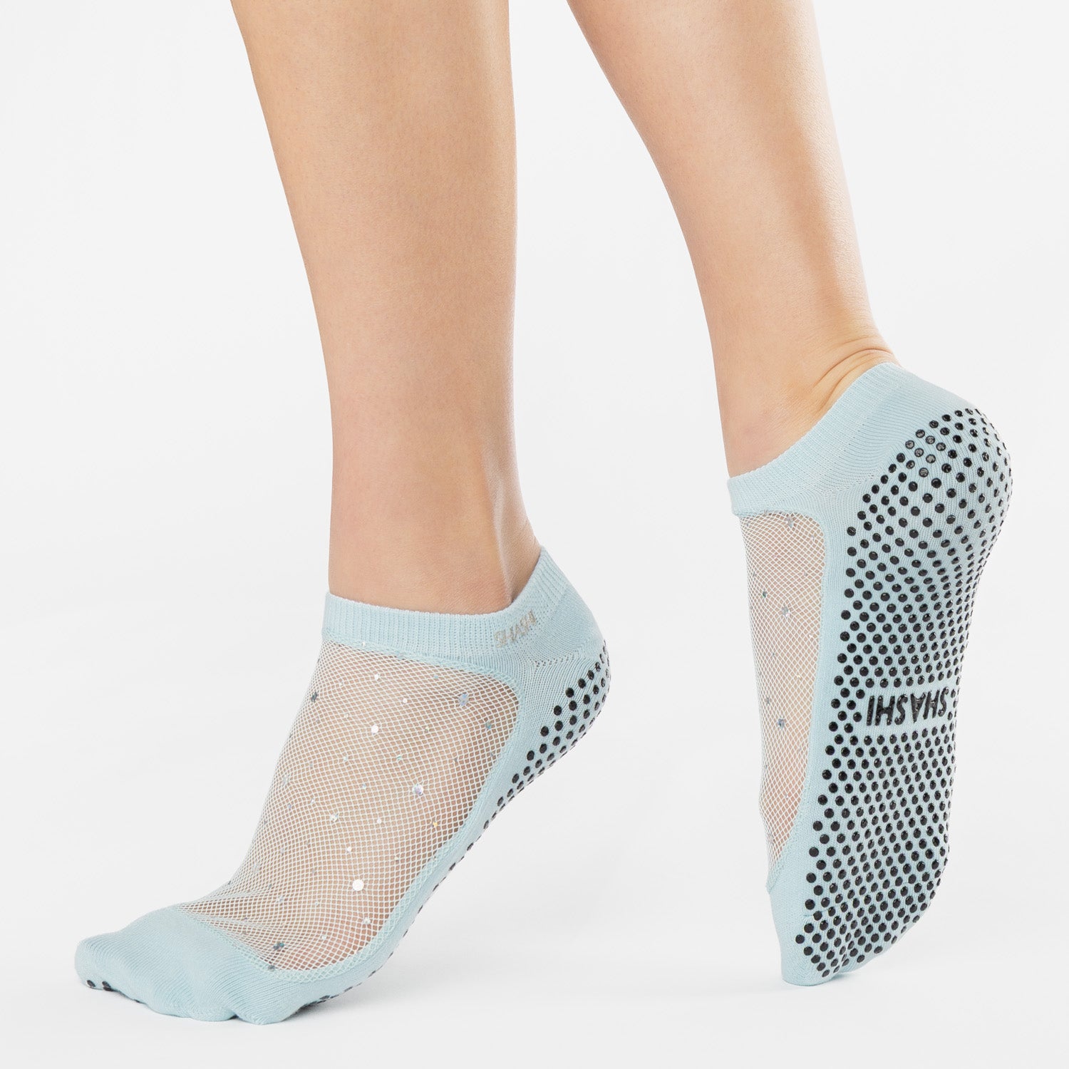 SHASHI STAR Woman's Mesh Top Grip Socks with Rhinestones