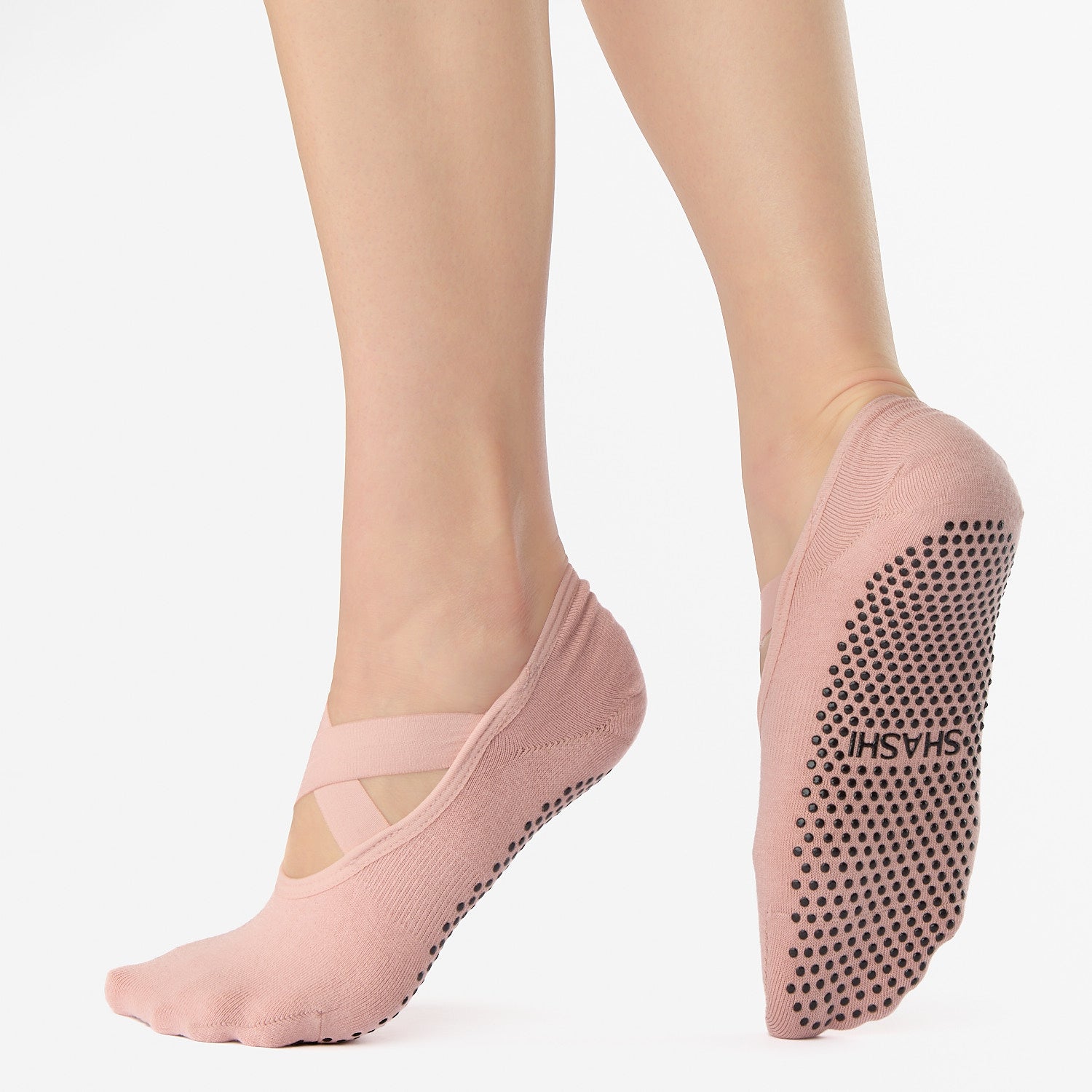 Cross Strap No Show Grip Sock