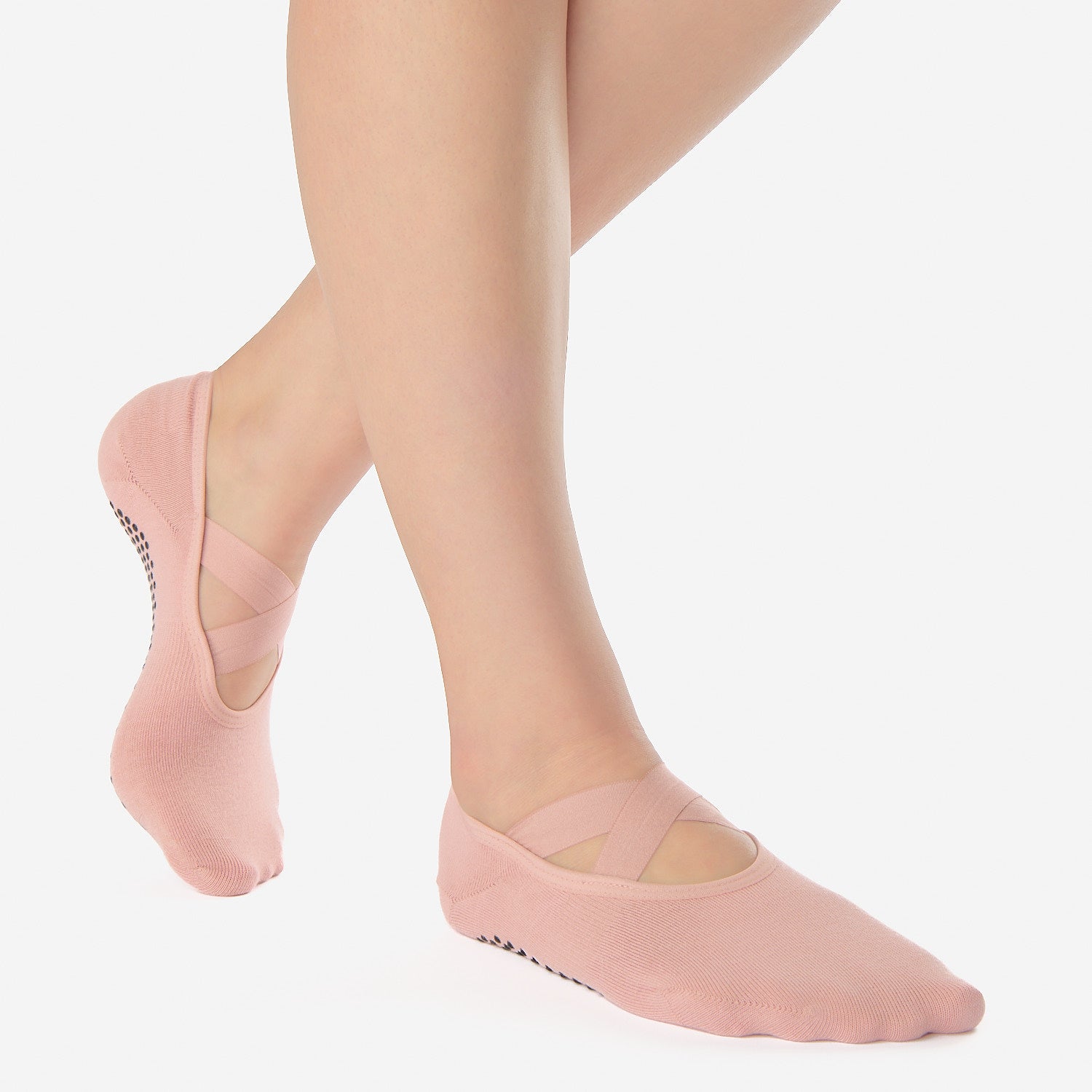 Cross Strap No Show Grip Sock