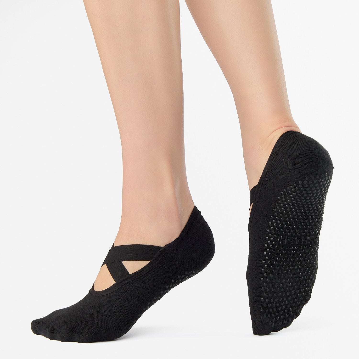 Cross Strap No Show Grip Sock