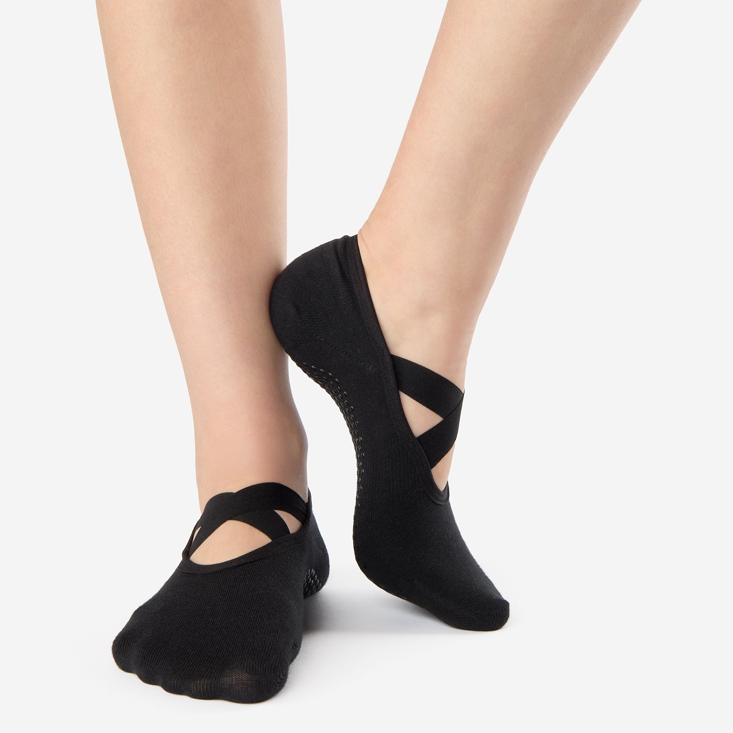 Cross Strap No Show Grip Sock
