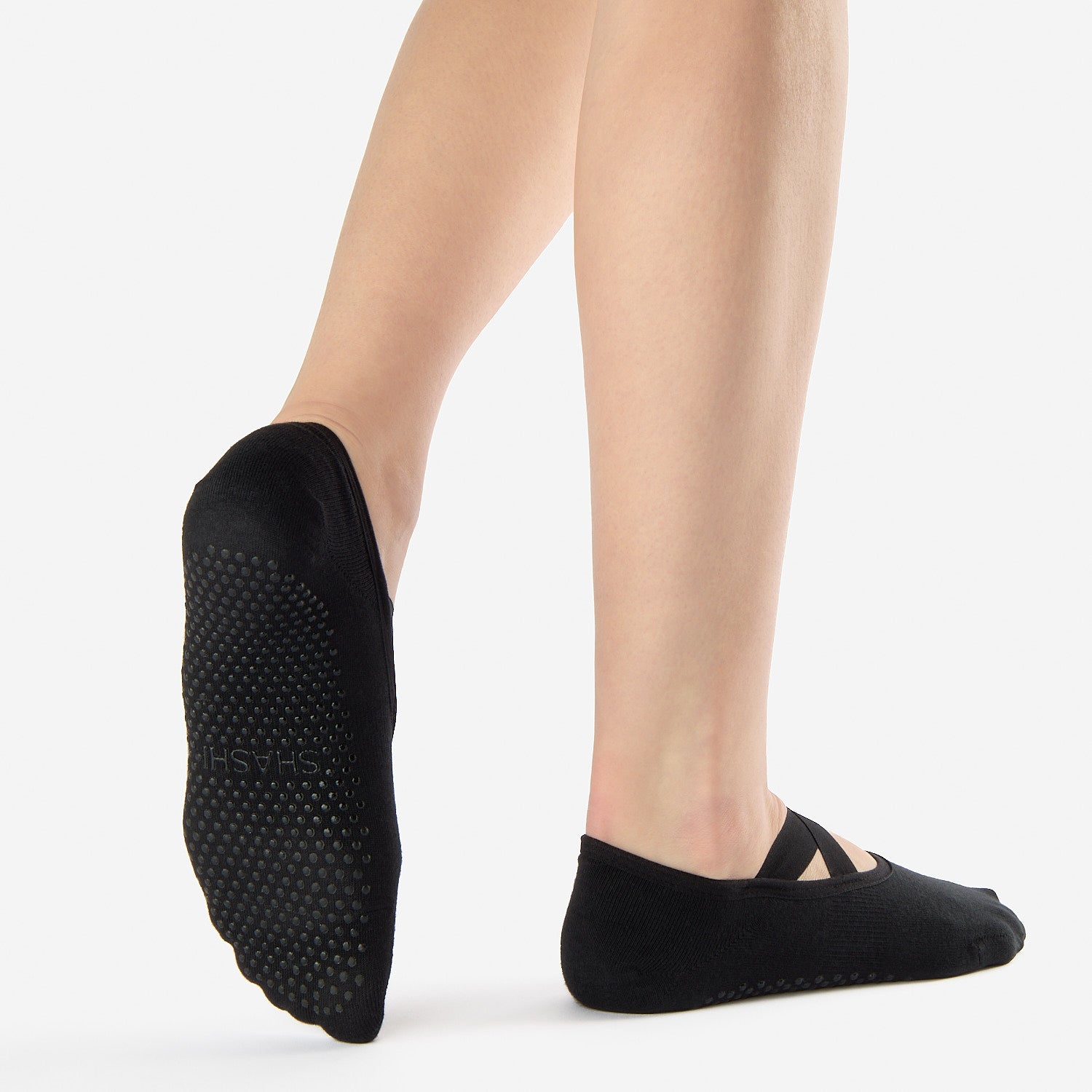 Cross Strap No Show Grip Sock