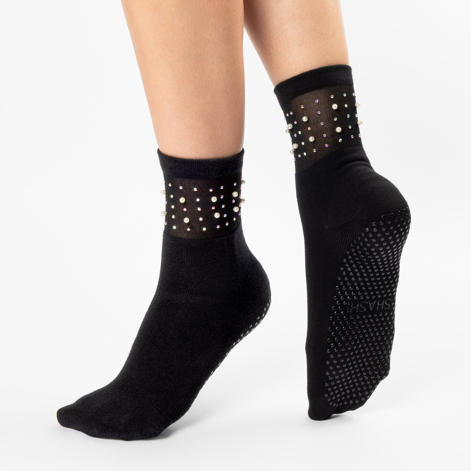 Pearl Sheer Crew Grip Sock