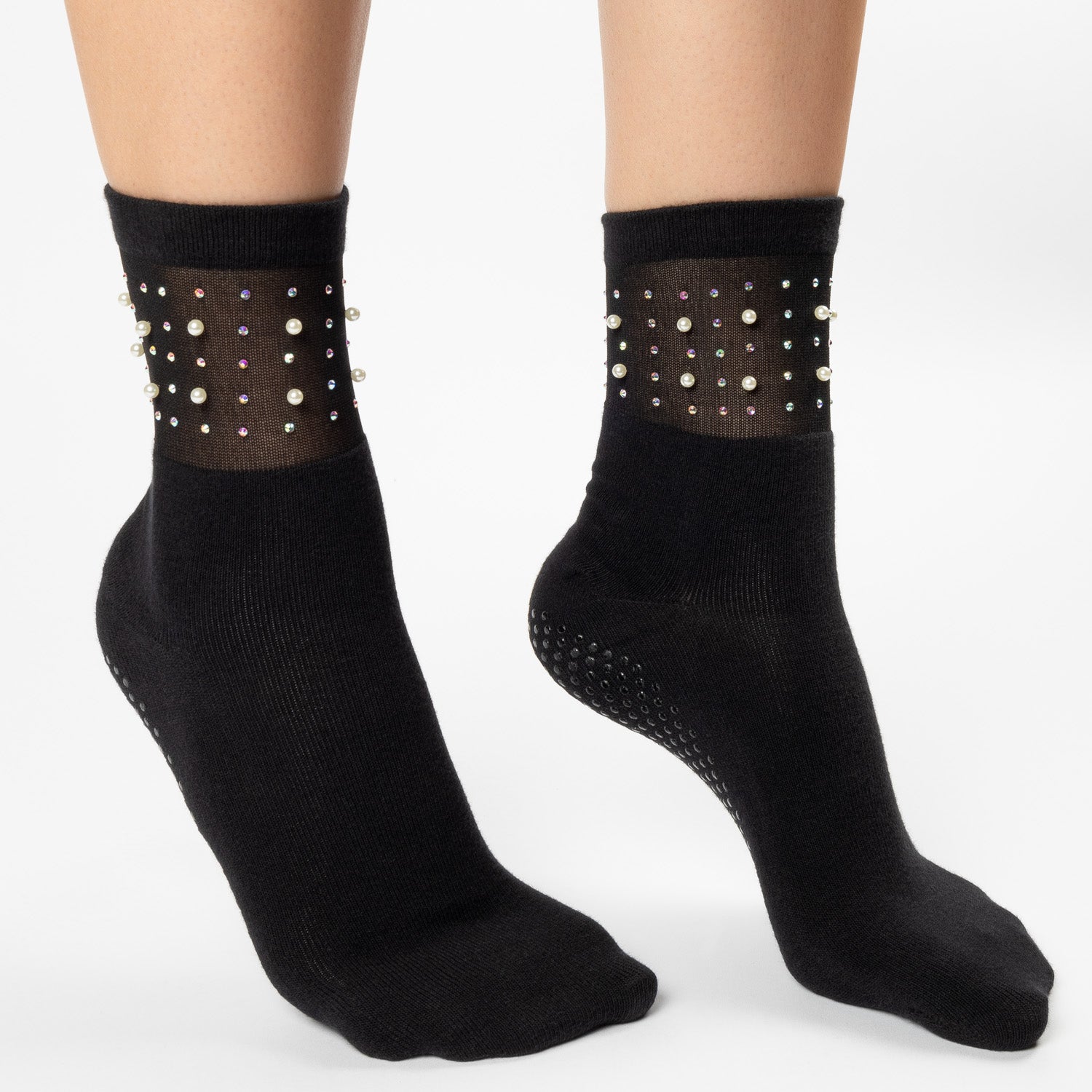 Pearl Sheer Crew Grip Sock