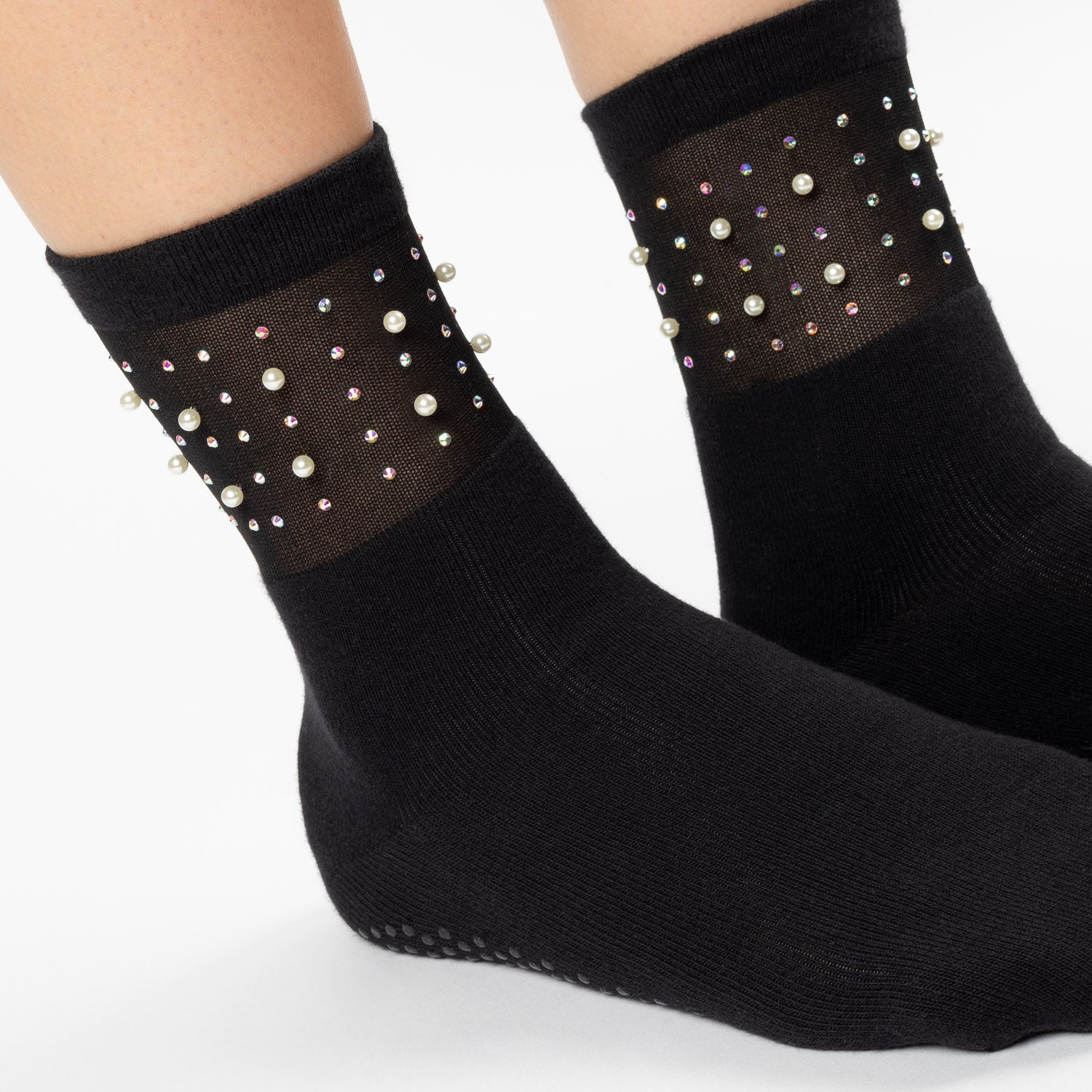 Pearl Sheer Crew Grip Sock