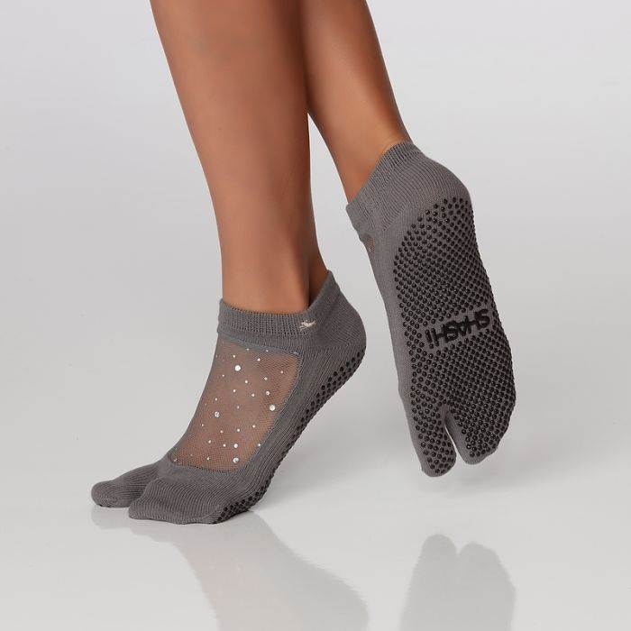 Shashi Star Sparkle Mesh Black Open Toe Grip Sock - BELE Fit