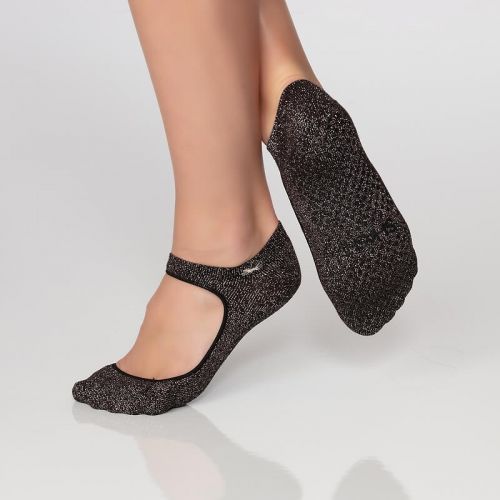 SHASHI SWEET Woman's Mary Jane Grip Socks with Metallic